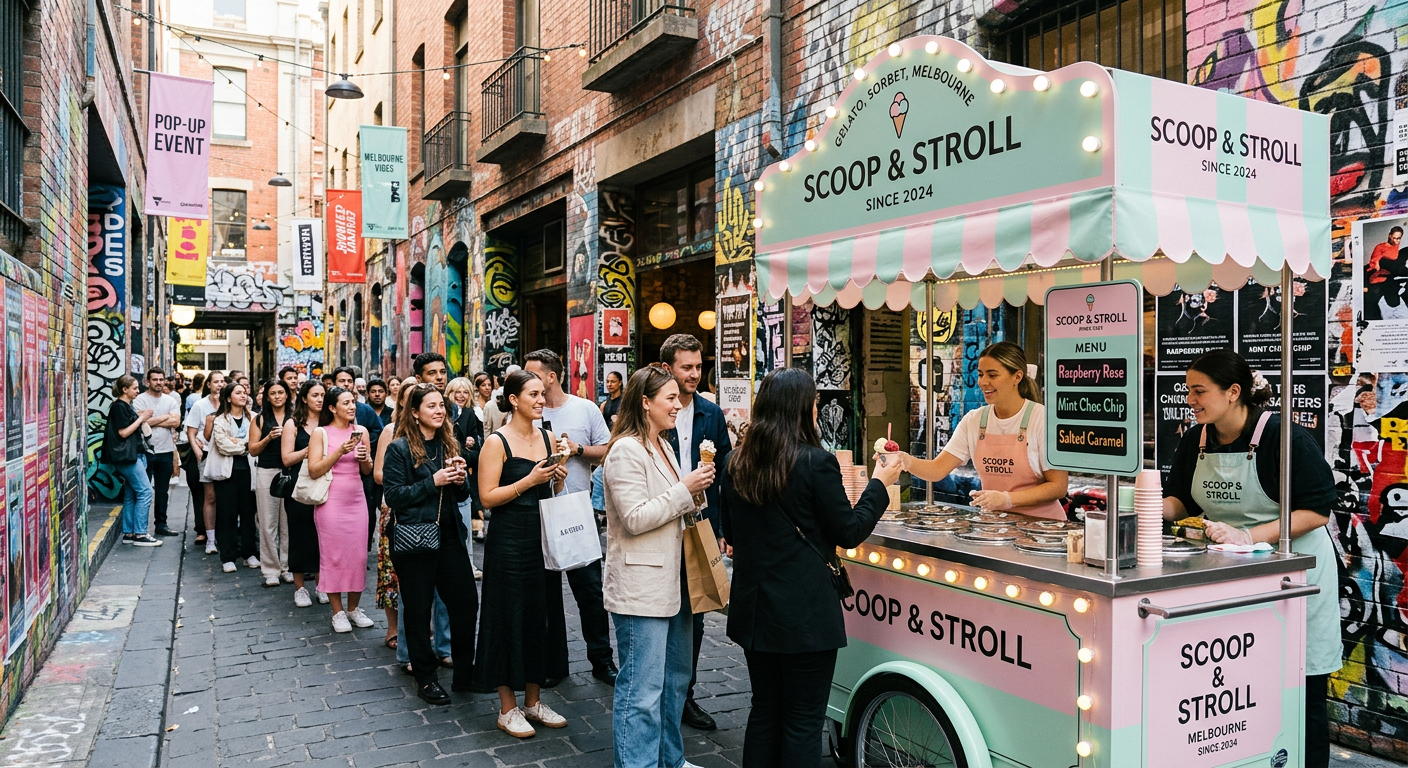 Gelato cart at a busy laneway brand activation