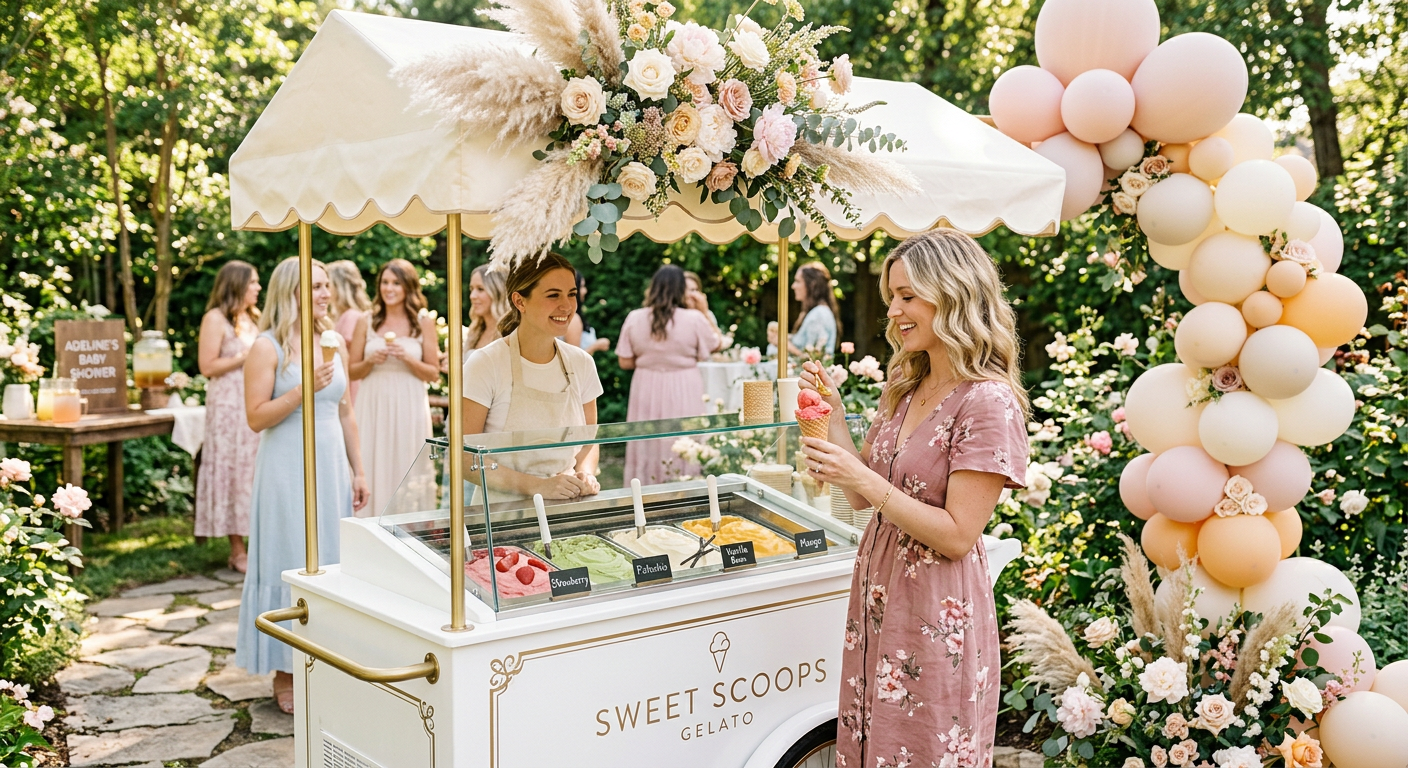 Gelato cart at a baby shower